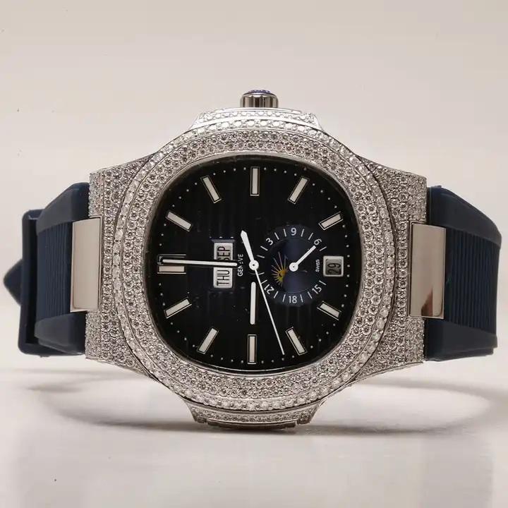High Quality Brand Automatic Setting Iced Out Male and Female Sterling Silver Fine Jewelry moissanite Diamond Watch