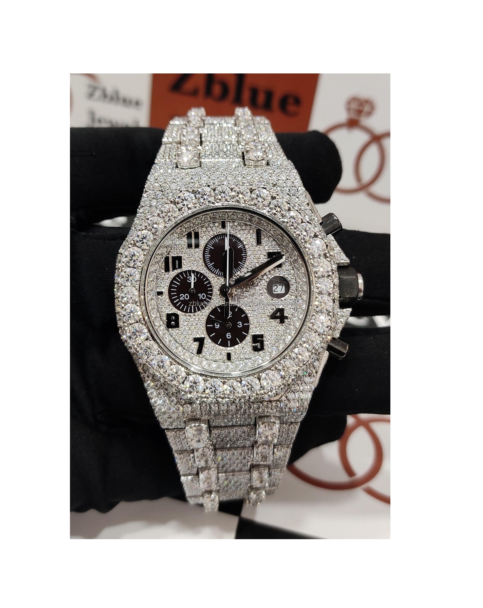 Luxury Unique Antique Popular Famous Hip Hop Stainless Steel Watch For Men Women Vvs Jewelry Indian Export Wholesale Low Price