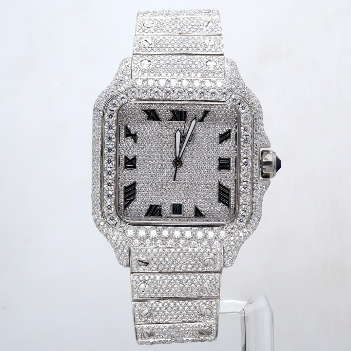 VVS Moissanite Diamond Watch Celebrity Inspire Bust Down Iced Out Diamond Watch For Rapper, Hip Hop Watch Jewelry For Men Women