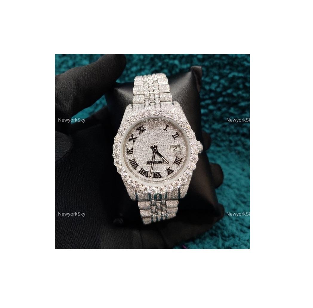 41 MM Letest Design Automatic Movement Mechanical VVS Moissanite Diamond Studded Wrist Watches For Him Her Fashion Jewelry