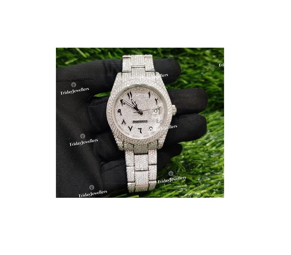 Iced Out Moissanite Diamond Watch Custom Luxury Jewelry for Mens Hip Hop Jewelry For High Quality Manufacturing In India