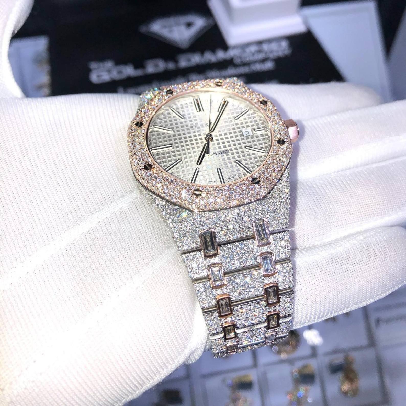 Iced Out Luxury Vvs Mossanite Diamond Watch Factory Custom Pass Diamond Test Hip Hop full diamond watches For Men Women