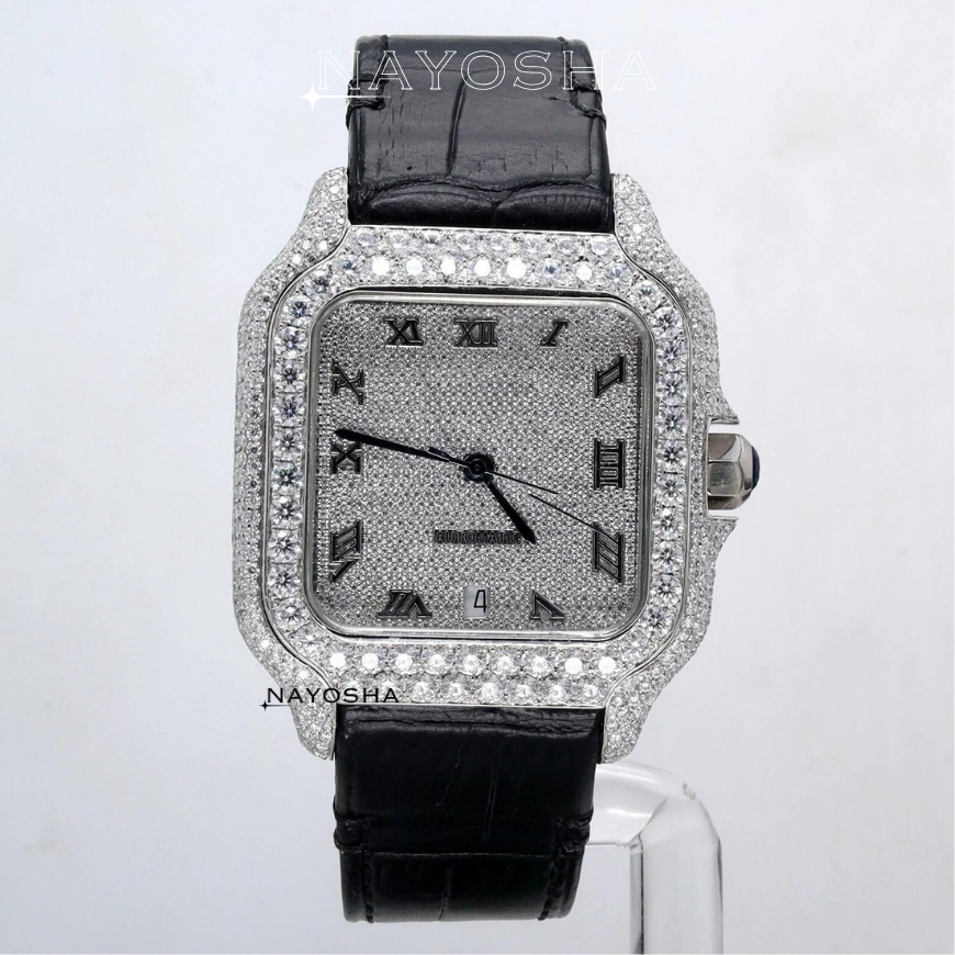 Latest Custom Design Square Dial Iced Out Hip Hop VVS Moissanite Diamond Watch Mens High Quality Jewelry Diamond Watch as Gift
