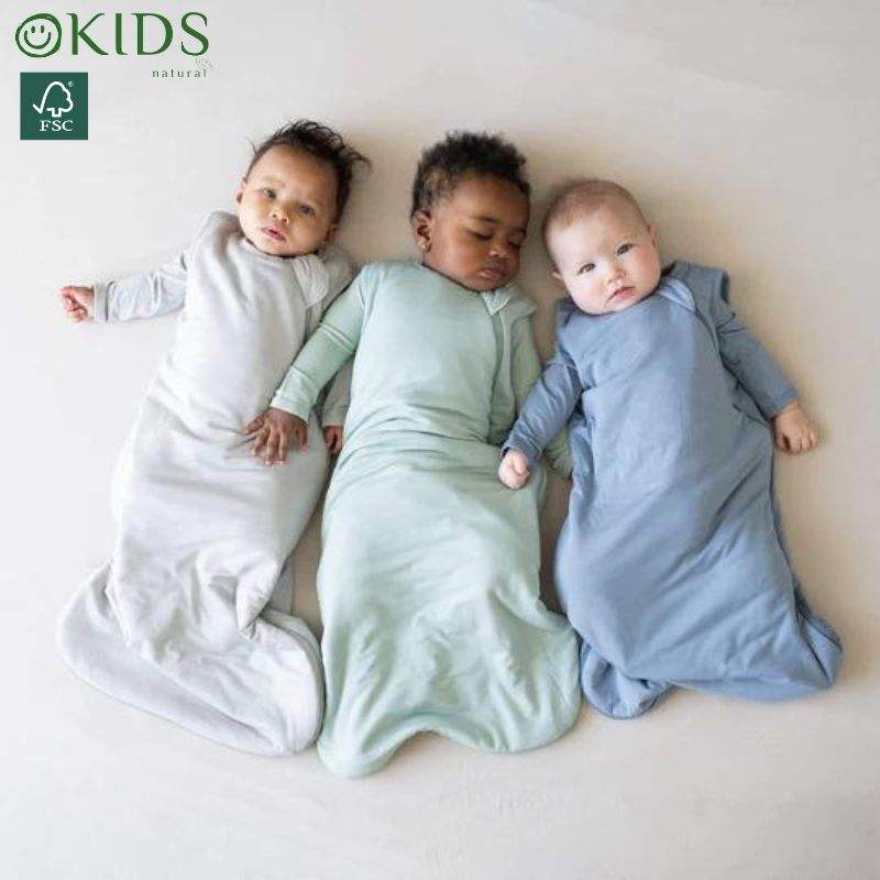 GOTS FSC Certified Wholesale Baby Product Bamboo Baby Sleeper Solid Baby Sleeping Bags