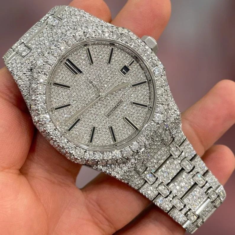 High Quality Jewelry GRA Certified VVS Moissanite Diamond Automatic Hip Hop Full White Luxury Wrist Watch Manufacturer jewelry
