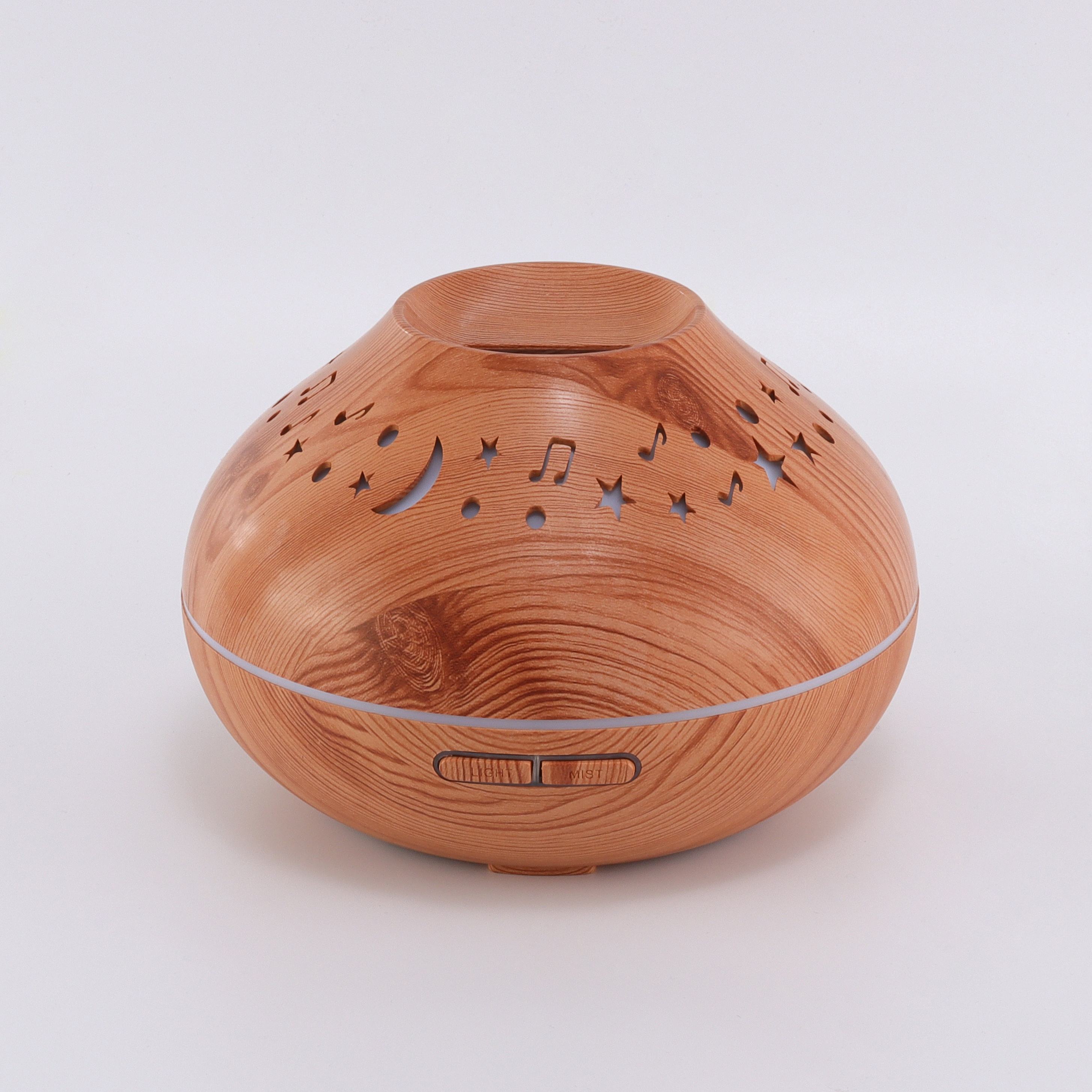 New Star Moon Colorful Lighting Atmosphere Home Decorative Wood Grain Aromatreatment Humidifier
