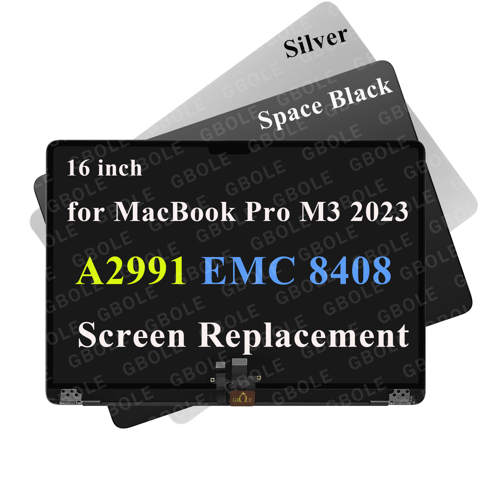 GBOLE Original New for Macbook Pro 16 inch A2991 2023 M3 EMC 8408 LED IPS LCD Screen Display Complete Assembly A++