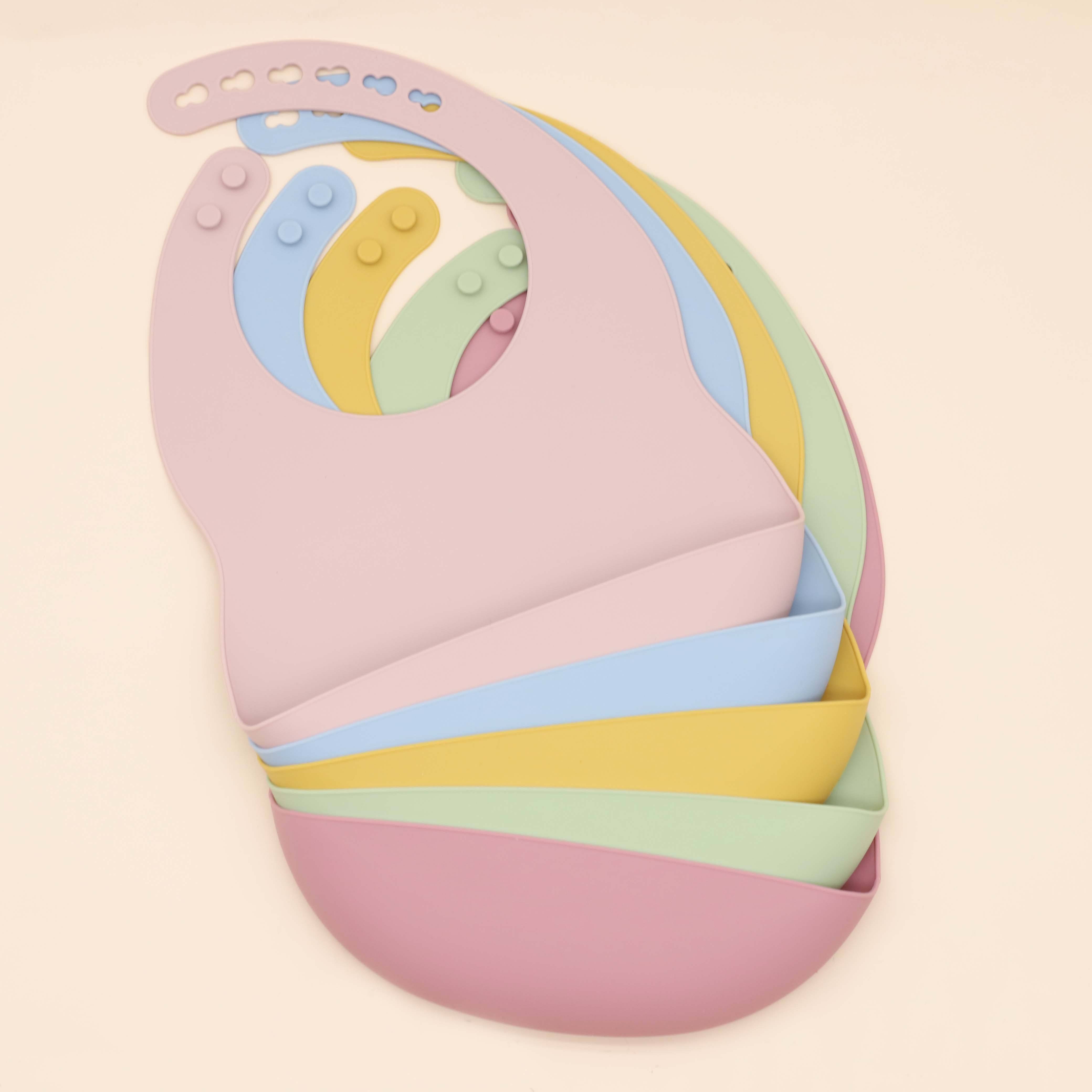 hot sale pastel eco-friendly blank engraving logo baby eating bib silicone bib waterproof baby bib crumb catcher