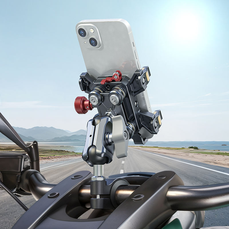 2024 New Metal Motorcycle Phone Holder Bicycle Mobile Phone Mount Bike Handlebar Clamp Cell Phone Accessories