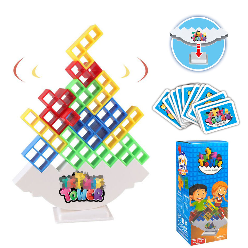 2 Players 16/32/48/64pcs Tetr Tower Games Balance Stacking Toy Building Blocks Party Board Stack Game Educational toys For Kids