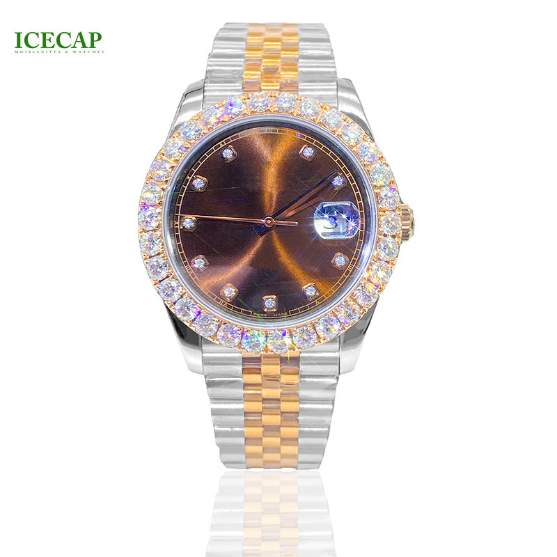 Icecap jewelry hot sale fashion hip hop Mechanical bezel Luxury Moissanite men iced out brand classic custom man watches