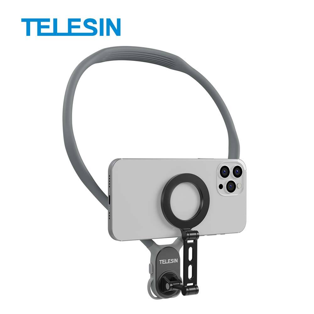 TELESIN New Upgrade MNM 002 MAX accessories for cellphone lazy vlog video recording silicone Mobile phone magnetic neck Holder