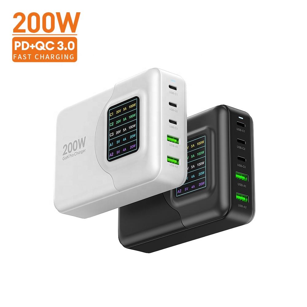 Customise portable charger gan 200w charger phone charging ports 5 fast charging wall charger,mobile phones accessories