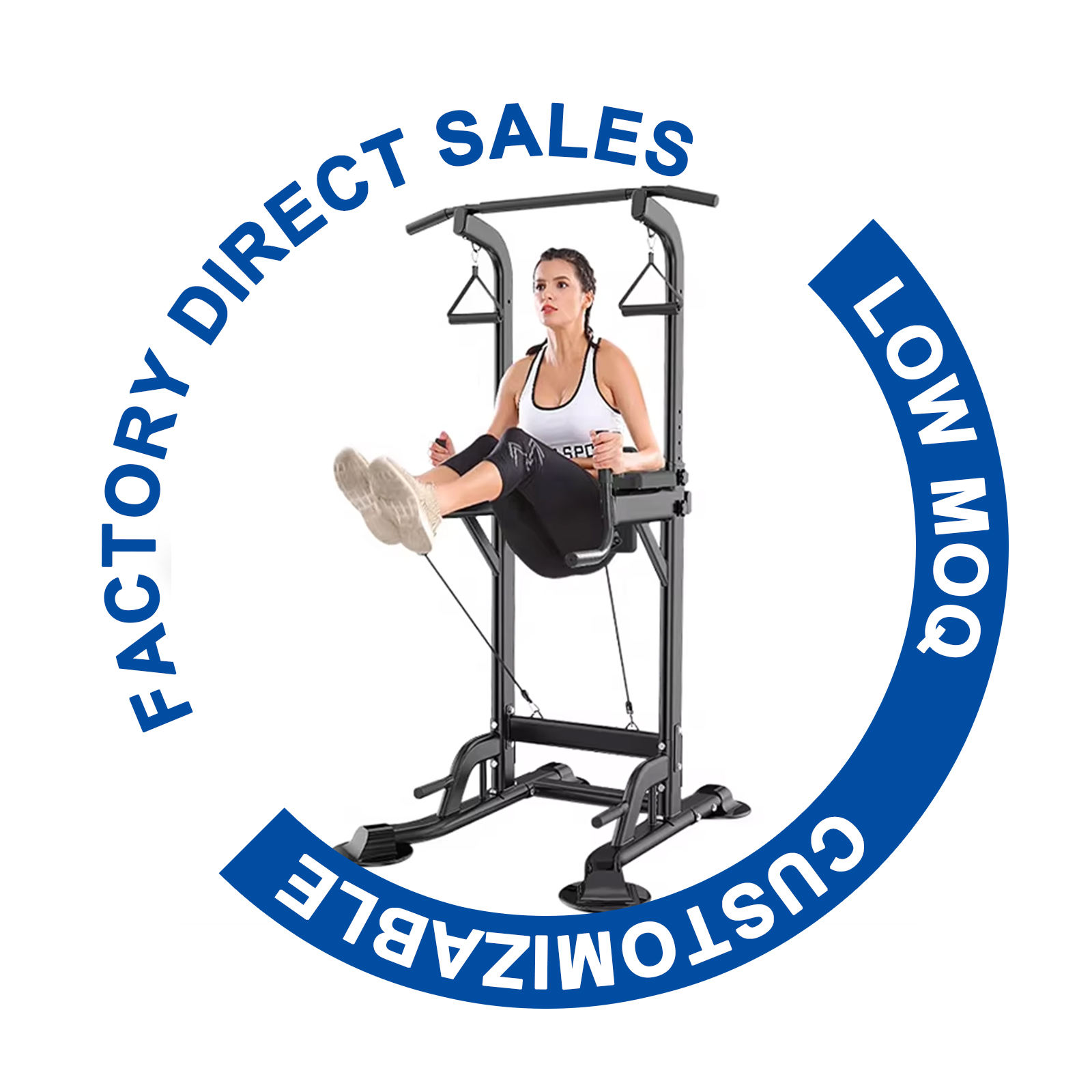 Adjustable Multi-Function Power Tower with Backrest Workout Dip StationFitness Strength Training Exerc