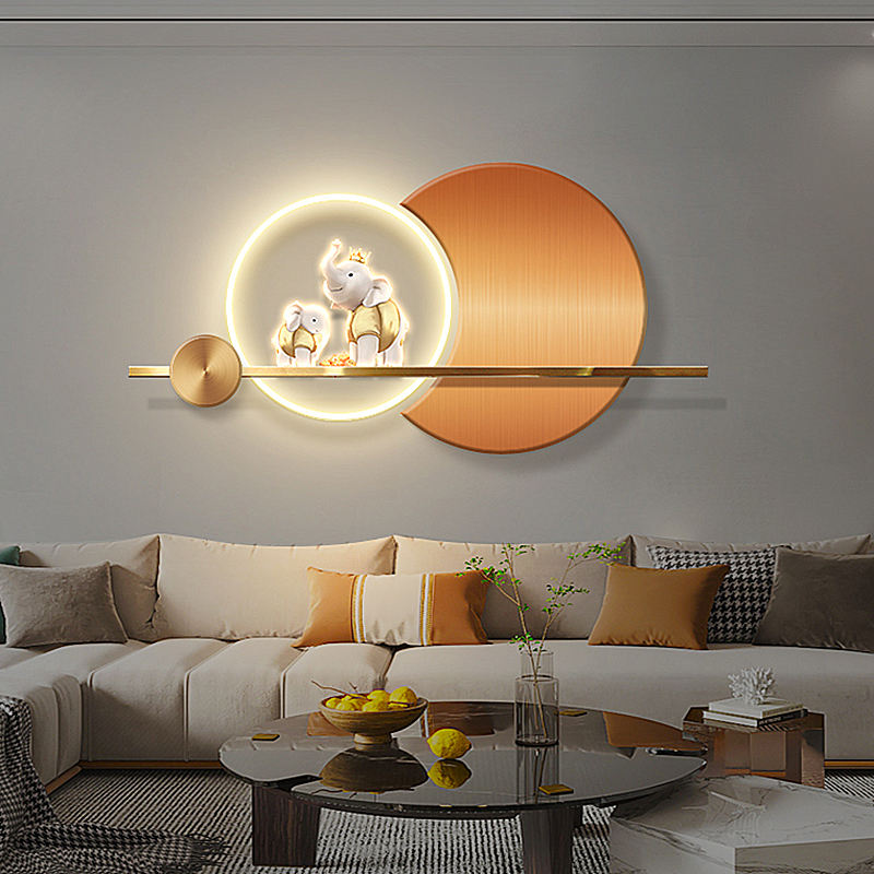 Luxury elephant Home Living Room Decors Designer's Style Large 3D Metal New Product Design Wall lamp LED Decorations For