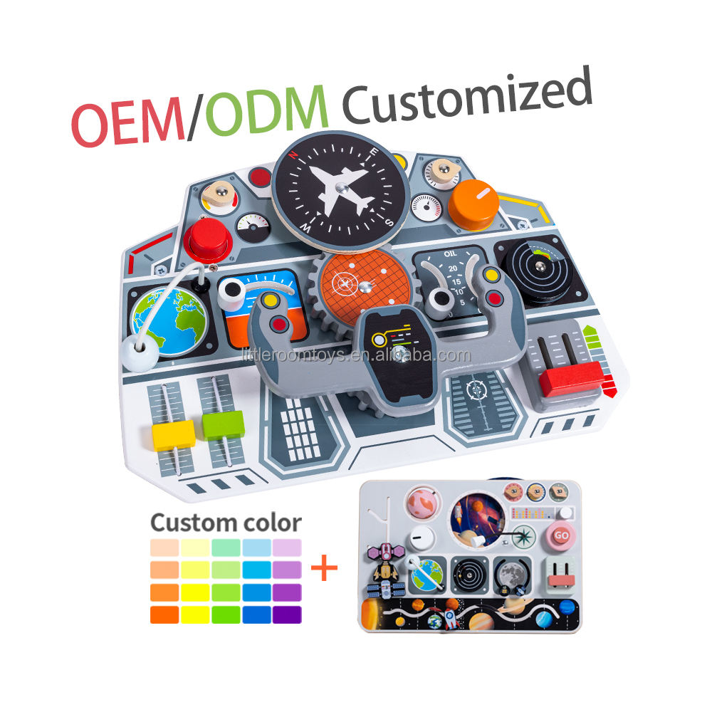 Hot Sale Unisex Baby Eco-friendly wooden Puzzle Car Toy sensory Pilot wooden Busy Board montessori toys For Soft Kids