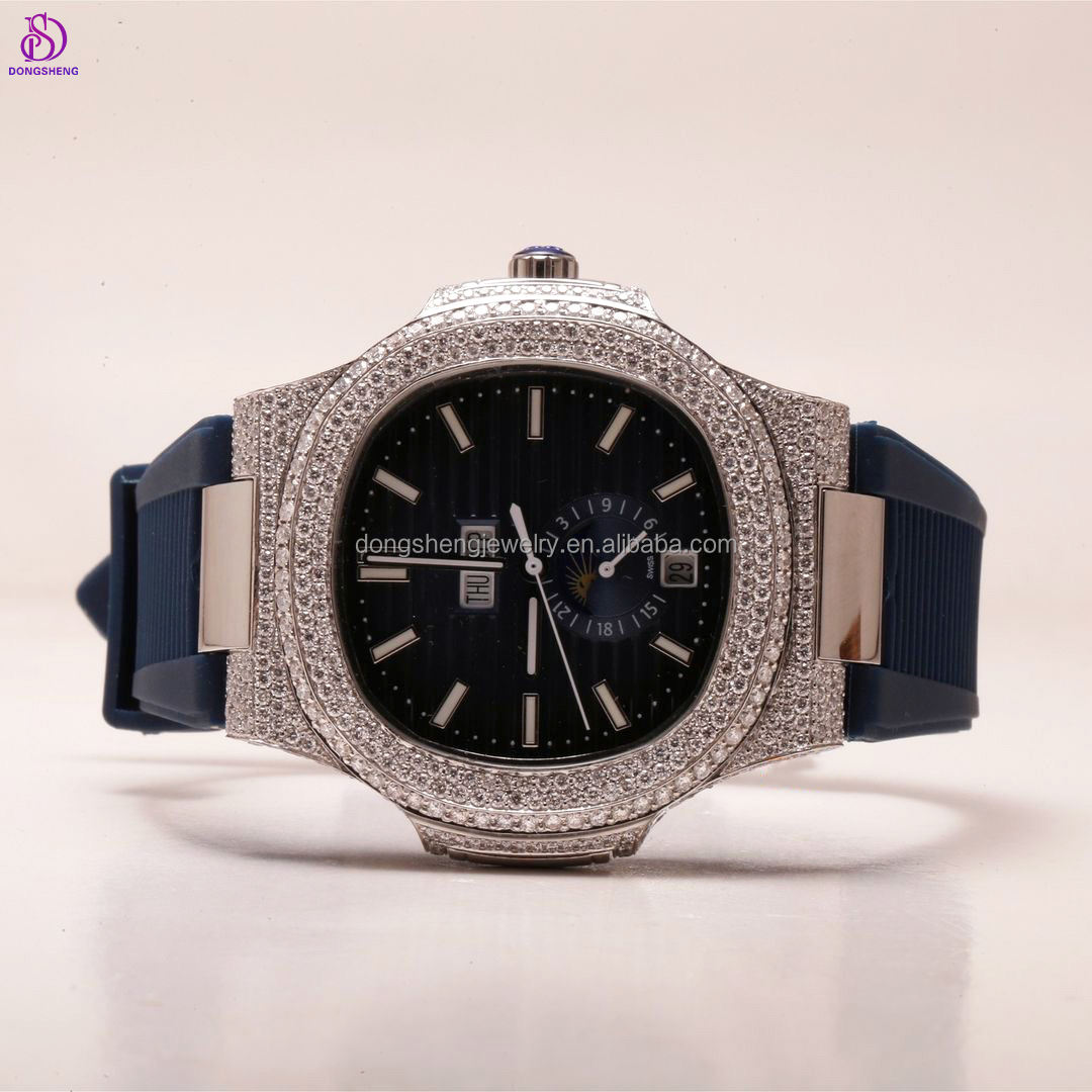 Factory Custom Pass Diamond Test Iced Out Luxury Jewelry D Vvs Moissanite Diamond Watch Hip Hop Full Diamond Watches For Men