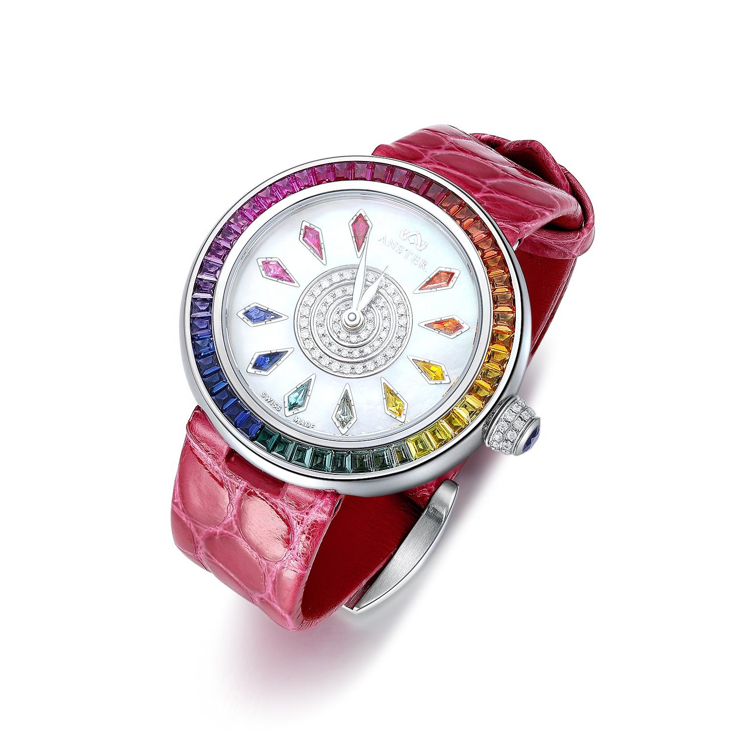 2023 Trendy Stainless Steel Women Watch Rainbow Series Quartz Movement Moissanite Diamond Gifts for Women in Wholesale Price