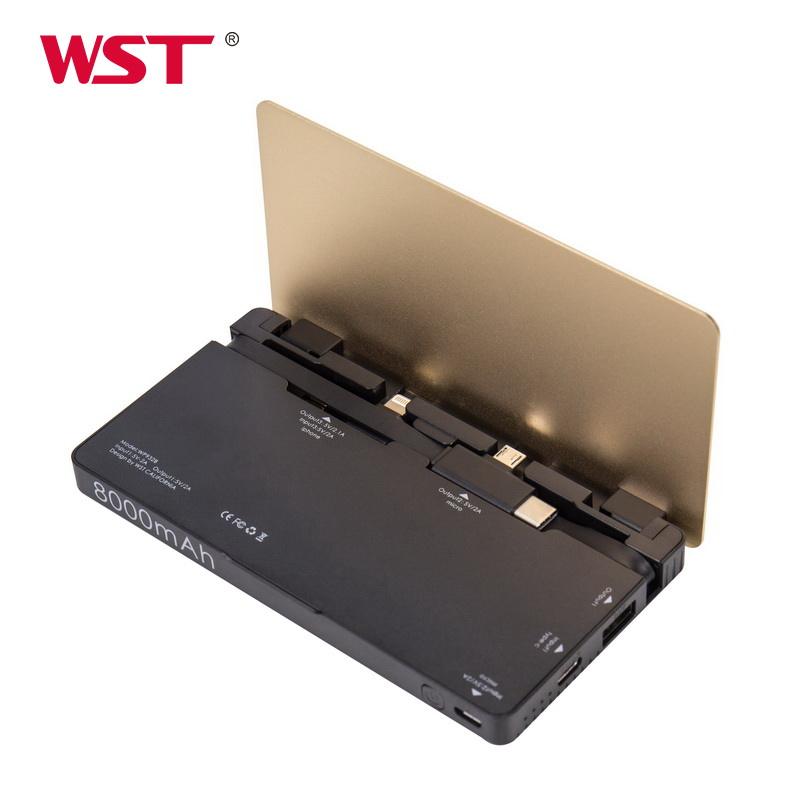 WST Commonly Used Accessories 8000 mah Best Mobile Phone Power Bank with Charge Cable
