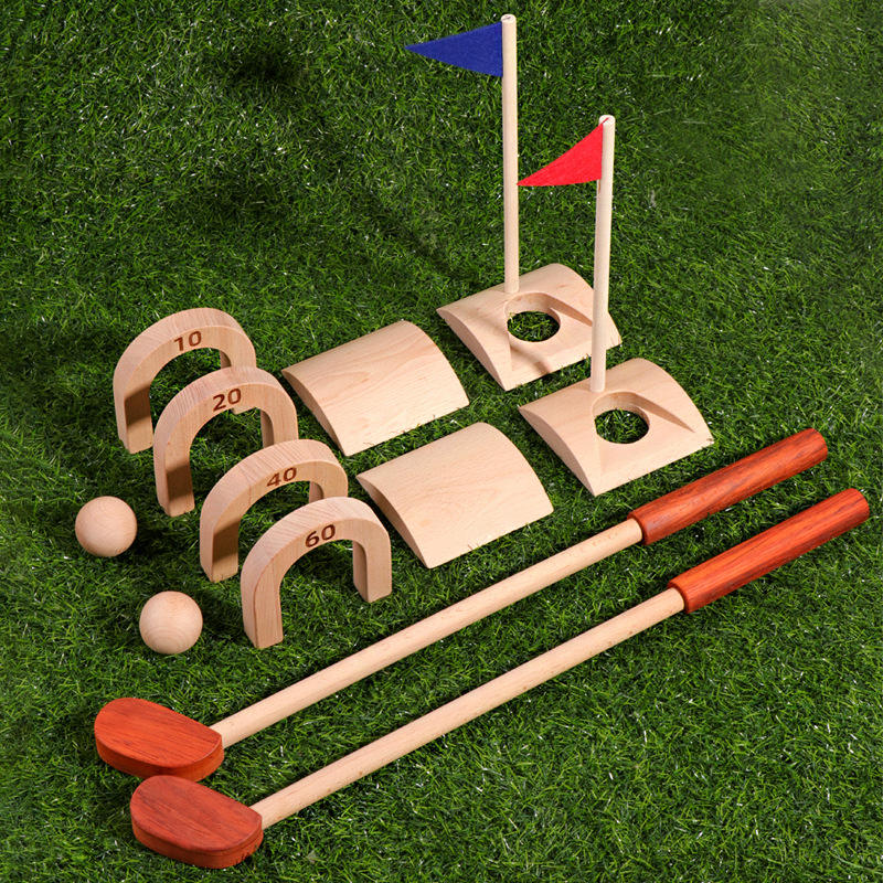 Children's wooden high-end golf toy wooden set indoor baby fitness puzzle parent-child game outdoor toys for kids