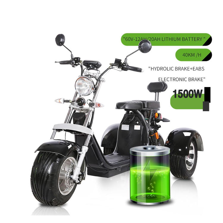 EEC big wheel tricycle adult electric scooter 50km range woqu three wheel citycoco motorcycles