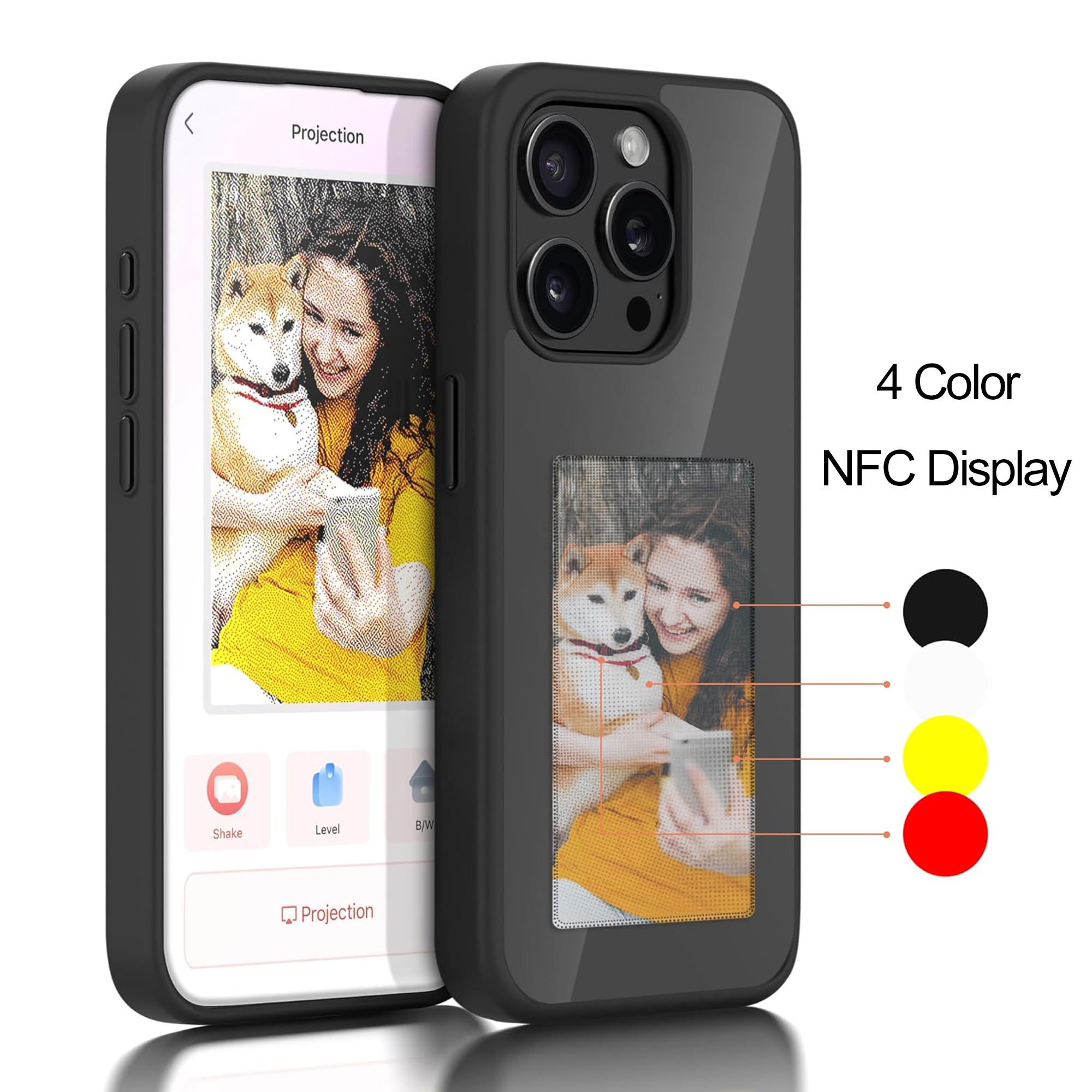 Hot Mobile Phone Accessories for iPhone 13 14 15 16 Pro Max 4 Color Screen Display NFC Smart E Ink DIY Phone Case