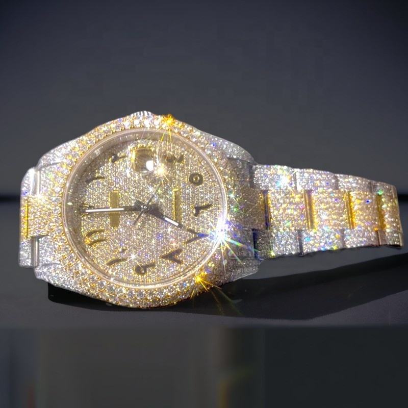 Fine Jewelry Luxury Hiphop Iced out Moissanite Diamond Watch Hiphop Jewelry Making Created Moissanite Watch unisex For Men