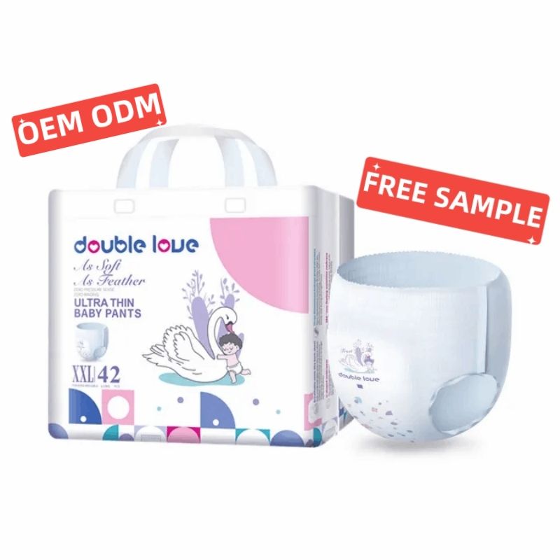 Tianjiao OEM ODM Leak Guard Baby Nappies Diaper Double Love Customized Cheap Wholesale Pants New Born Nappies baby Diaper