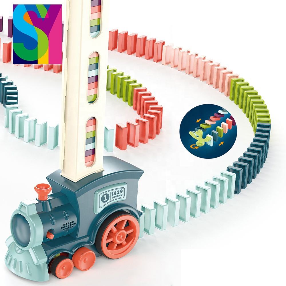 SY New Kids Toys Plastic Construction Educational Toy Suit For Children Diy Domino Train