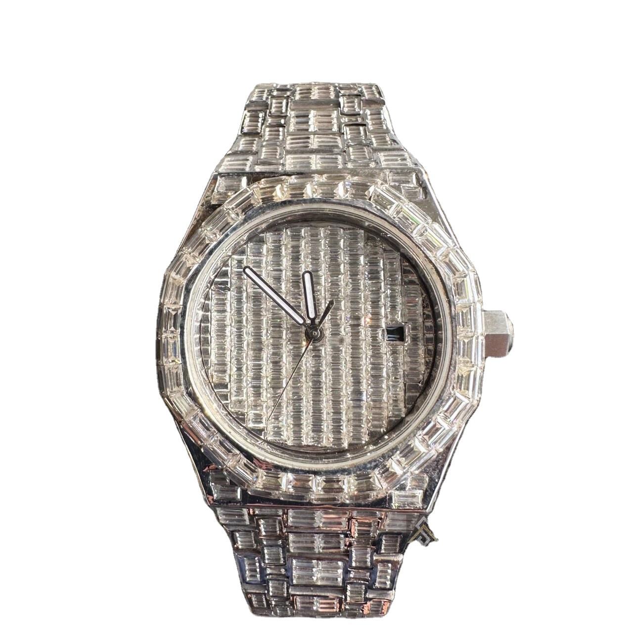 Unique design Custom VVS D Moissanite Watch Diamond Iced Out Watches Studded Men Arabic Bust Down Watch Brand Hip Hop Jewelry