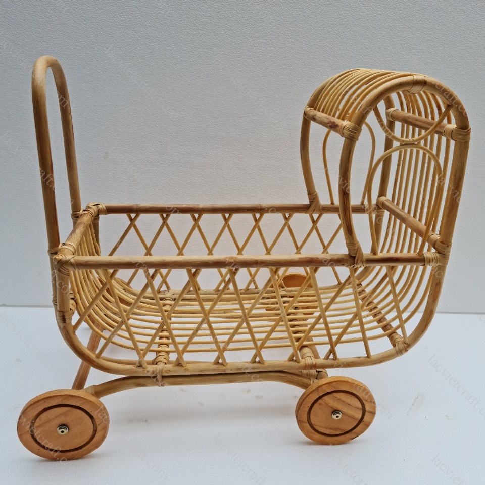 New arrival eco-friendly flexible natural handmade rattan baby stroller by Lac Viet from Viet Nam