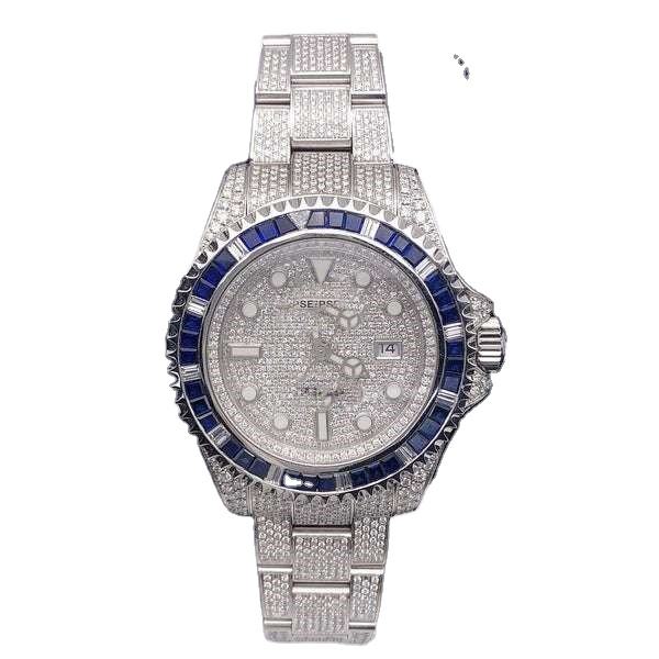 Hot Selling New Fashion Hip Hop Sapphire Bezel Luxury Wrist Watch D VVS Moissanite Auto Date Watches Jewelry For Men