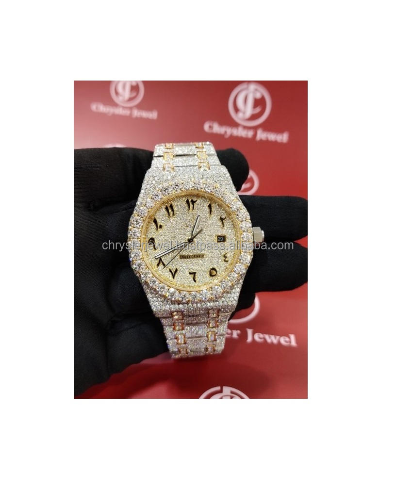 Letest Design Automatic Movement Mechanical VVS Clarity Moissanite Diamond Studded Wrist Watches For Him Her Fashion Jewelry