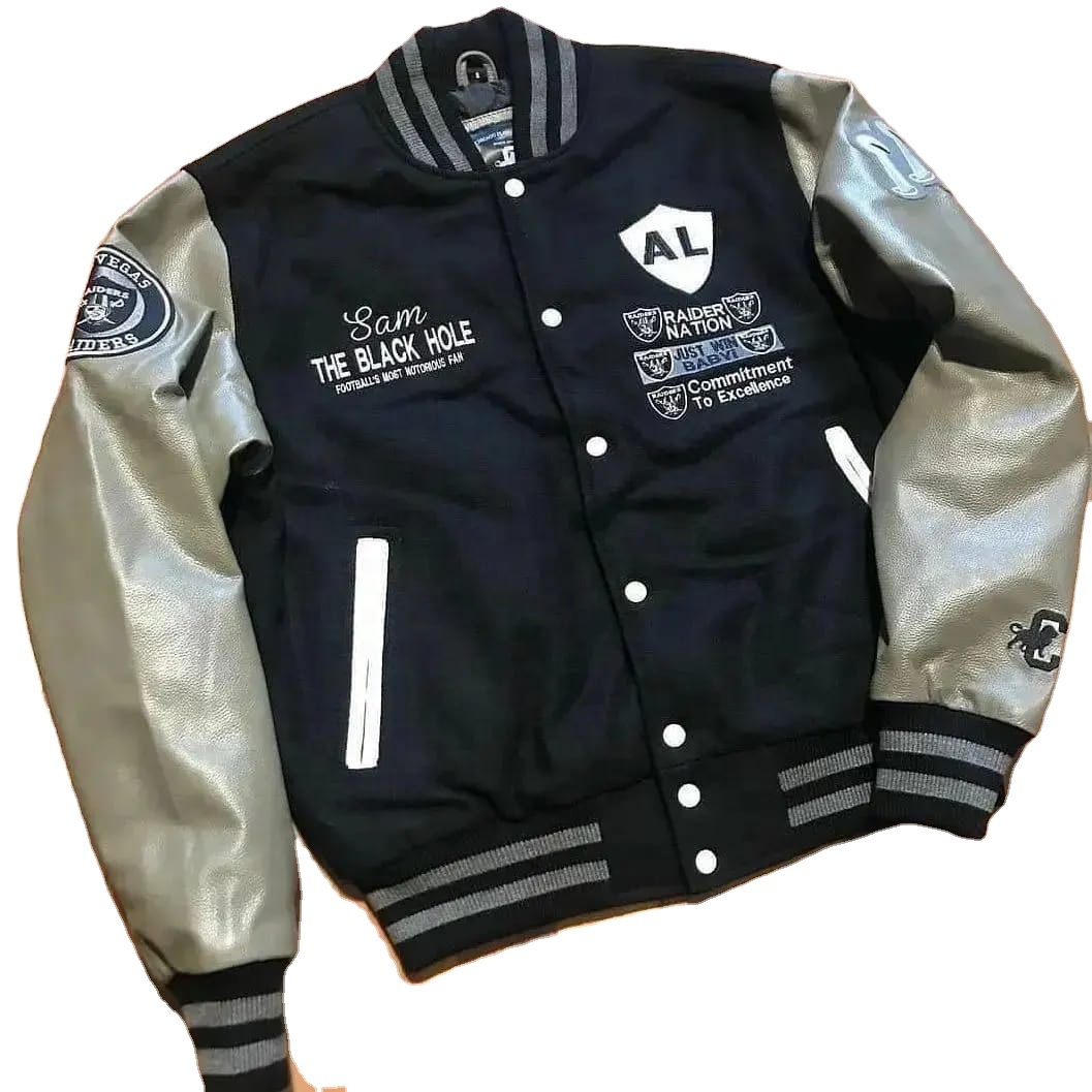 Varsity Jacket With Leather Sleeves Casual Wear And Street Wear Jacket For Men Embroidery,Chenielle Patch Logo Coat Menswear 