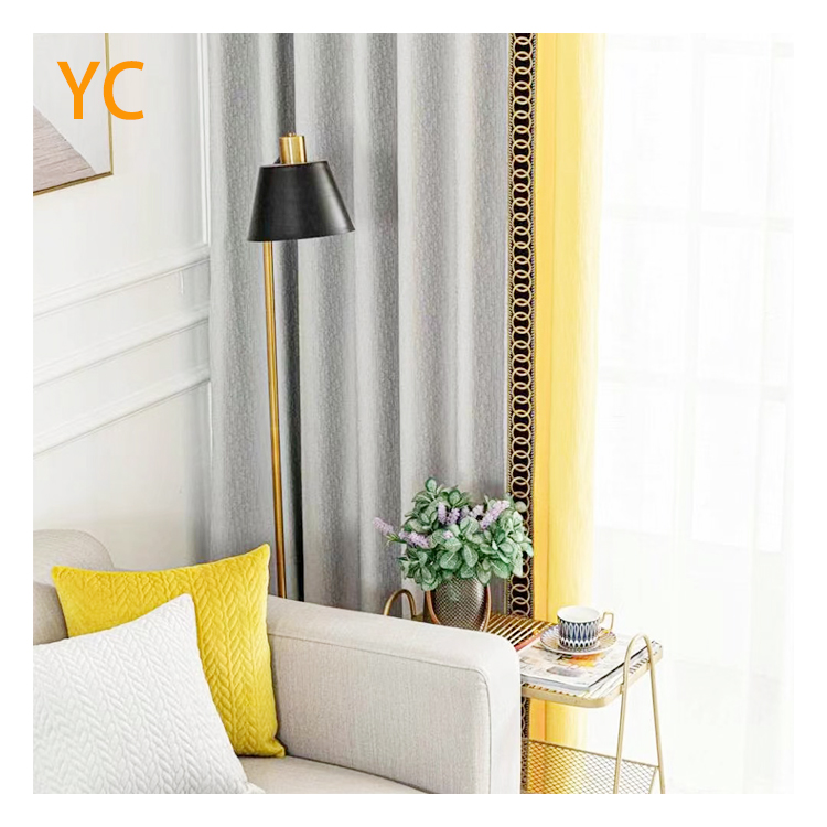 Light Luxury Simple Emboss Chenille Fabric Window Curtain Living Room Hotel Bedroom Decoration 