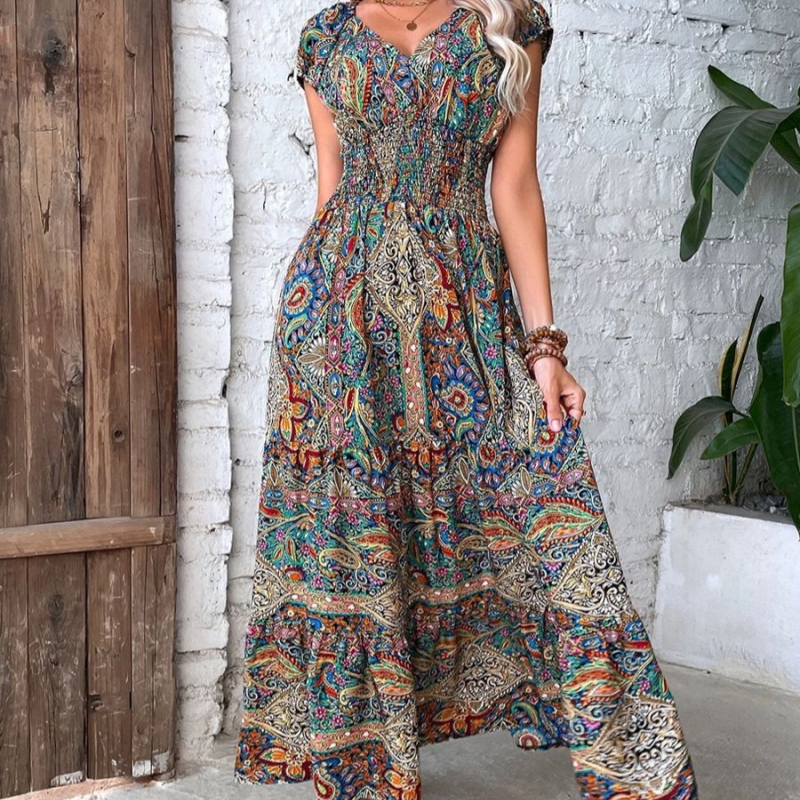 2024 Summer New Elegant Fashionable High Waisted Bohemian African Dresses For Women Clothing 