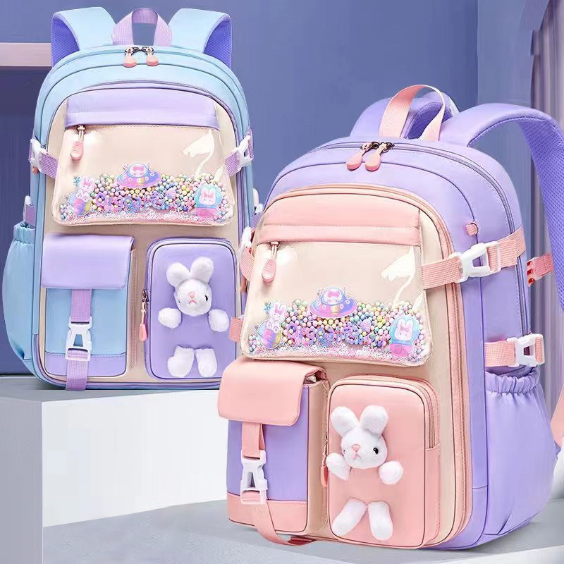 School Bag Primary School Backpack Kid Book Bags Hot Selling Girls For 12 Years Old Large Capacity Children Pink Purple Blue 