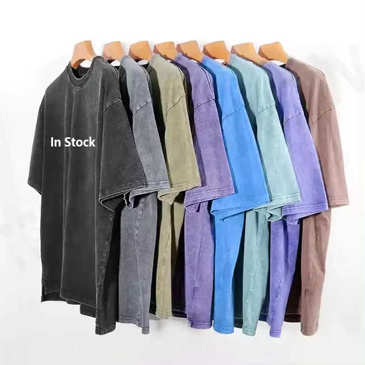 Yudi In Stock Oem Custom Round Neck Drop Shoulder Streetwear Oversized Heavyweight Cotton Acid Vintage Washed T Shirt For Men 
