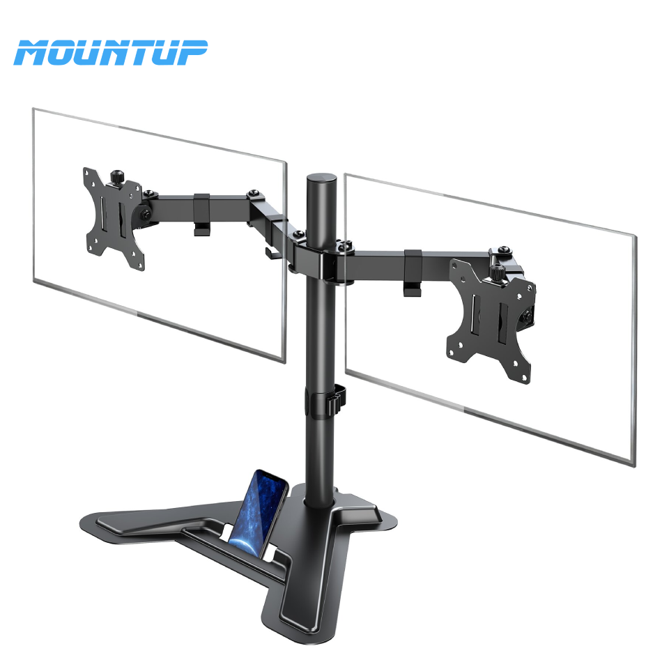 Mountup 2 Monitor Freestanding Computer Desk Stand Monitor Stand Dual Monitor Mount 