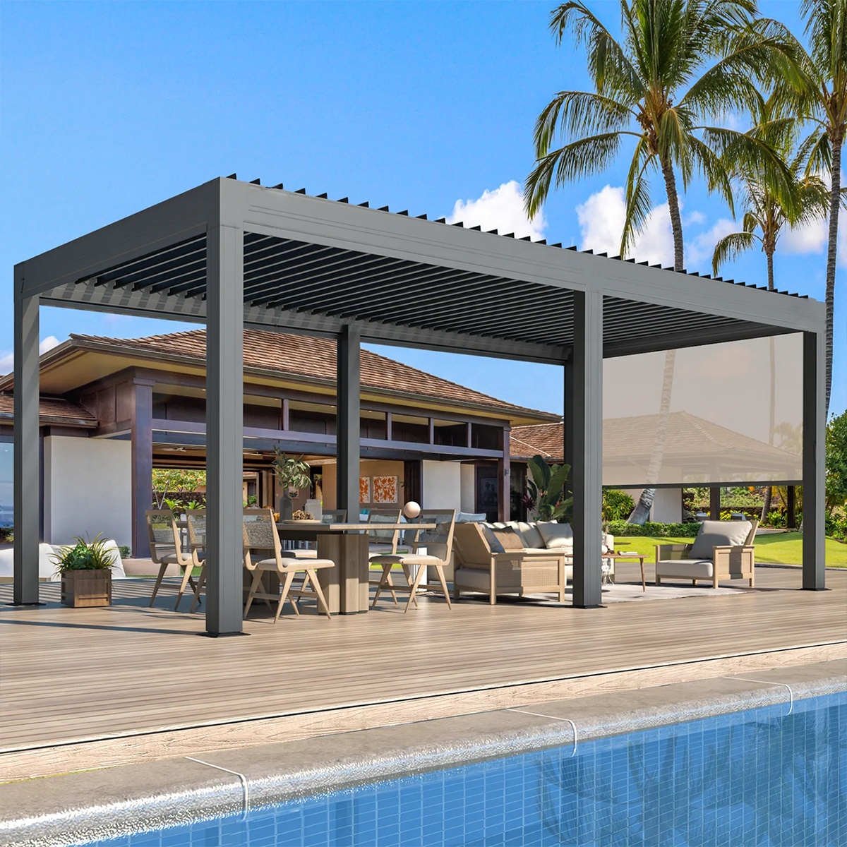 Supplier Louver Sun Yard Patio Factory Canopy Electric Metal Gazebo Bioclimatic Louvered Aluminum Pergola Made In China 