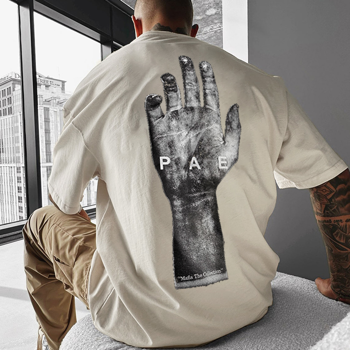 Streetwear Hip Hop Drop Shoulder Heavyweight Custom T Shirt Printing Cotton Graphic Tees Oversize Men's T-shirts 