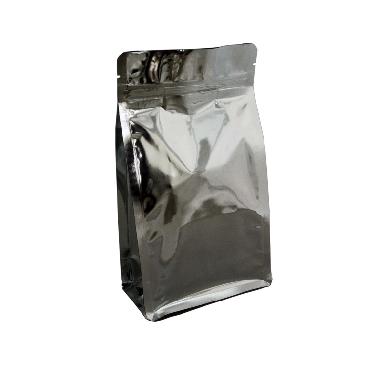 Airtight Coffee Bean Packaging Pouches Silver Commercial Use Stand-up Storage Bags With Degassing Valve And Ziplock 
