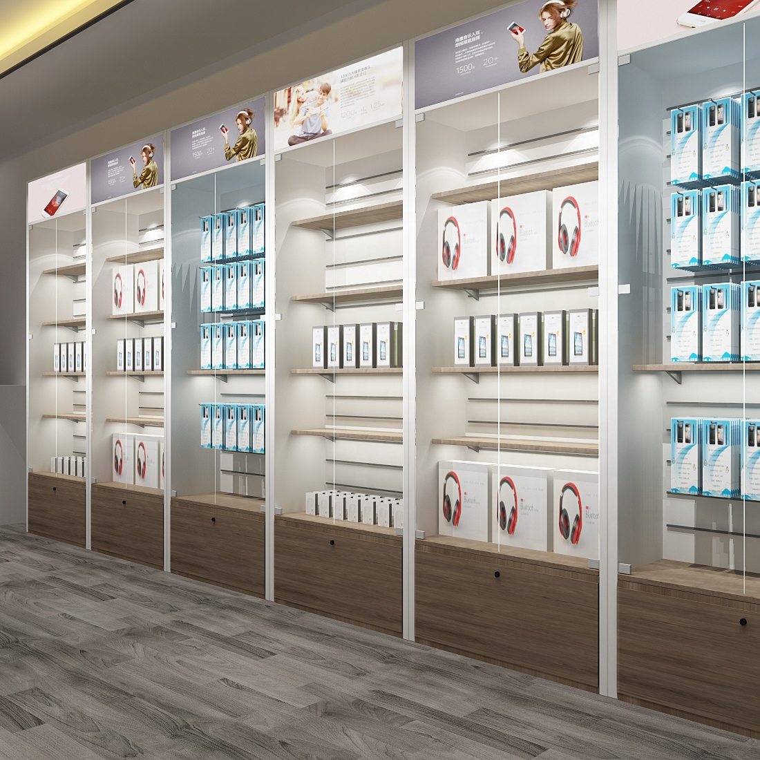 Retail Display Cabinet Decoration Mobile Phone Store Furniture Cellphone Accessories Store Showcase Fixture 