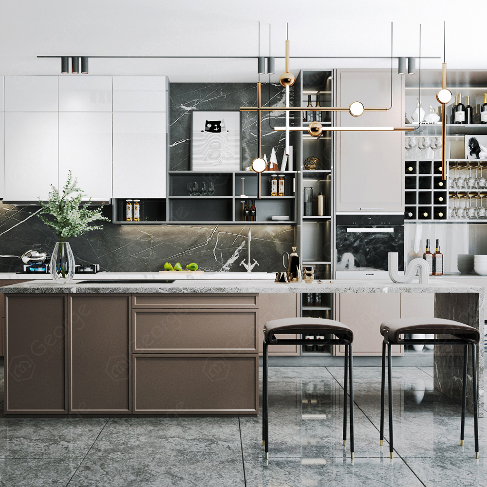 European Classic Kitchen Furniture Cabinets Set Antique Kitchen Island With Dining Table 