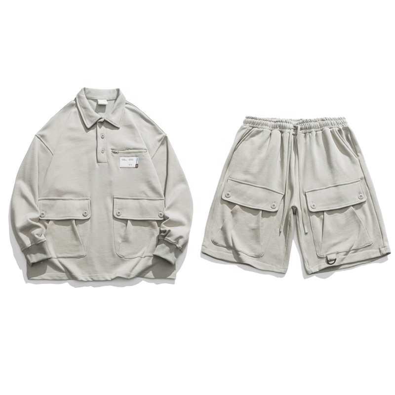 Custom Top And Shorts Set Men Cargo Cotton Shorts Sets Men Clothing Shorts Set 