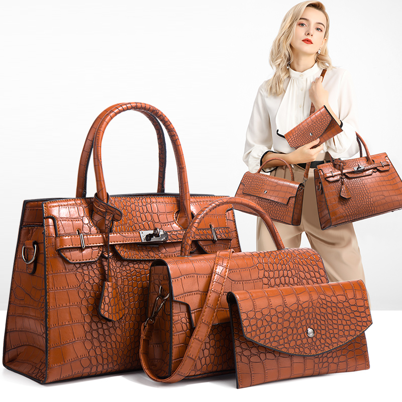 Crocodile Fashion Embossed Leather Women's Tote Handbag Wholesale Designer Luxury Pu Ladies Handbags Womensleather Bags 