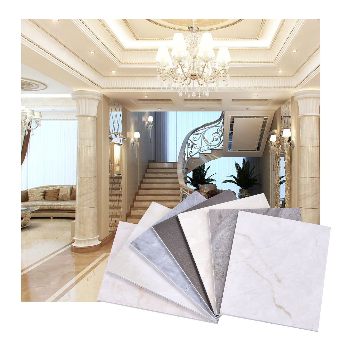 Interior Decoration Bathroom Shower Waterproof Stone Plastic Composite Aluminum Laminate Wall Panels Marble Spc Wall Panels 