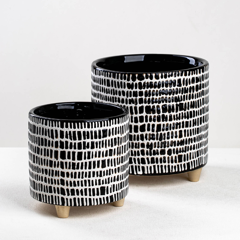 Yuanwang Ceramic Plant Pot Succulent Planter Pots Decorations For Home Garden Ceramic Flower Pot With Feet 