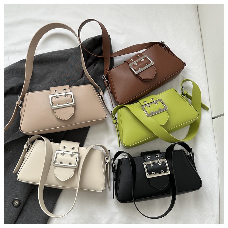2024 Leather Women Hand Bags Fashion Shoulder Bag Ladies Purse And Handbag Female With Metal Button 
