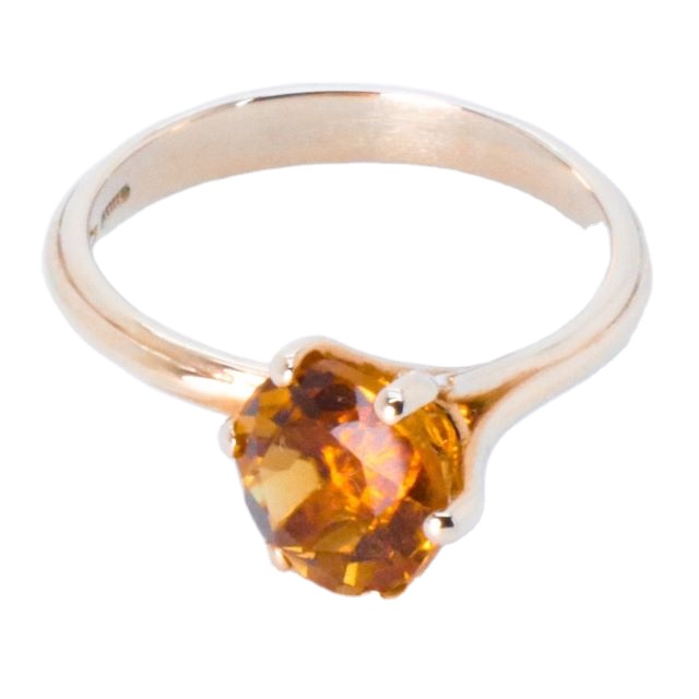 Made In Italy Fine Jewelry 2.09 Cts Citrine Quartz Rose 18kt Gold Stackable Asymmetrical Fantasy Ethereal Ring 